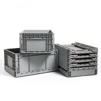 Conteneur pliable en plastique Stack-Nest avec couvercle à clipser, qualité industrielle, robuste, empilable, réutilisable, personnalisable OEM