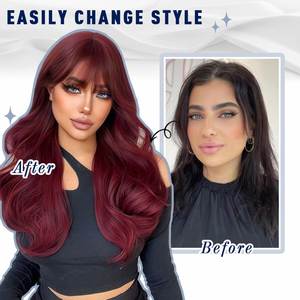 Extensiones de Cabello Humano Remy 100% Naturales con Clip, Juego Completo de 7 Piezas, Extensiones de Cabello Liso con Clip en Color Borgoña # 99J - Product Image 5