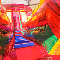Toboggan aquatique gonflable géant à double voie en PVC pour usage commercial et résidentiel, avec structure de saut et de rebond, pour adultes et piscine