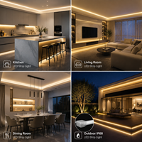 Bande LED Néon Flexible Ultra Mince 0408 120 LED 168 LED 12V 24V avec Variateur de Lumière, Découpable, Installation Sans Soudure 0410 pour Éclairage de Meubles et Armoires