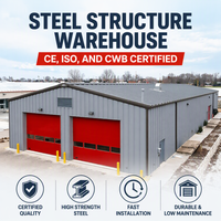 Structure en acier préfabriquée à grande portée pour entrepôt d'usine, construction de bâtiment pour le stockage de marchandises, résistant à la rouille, ISO 3834
