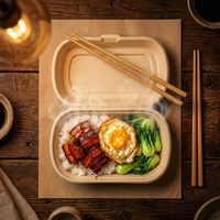 Couvercle de barquette jetable biodégradable en bagasse de canne à sucre elliptique de 500 ml (17 oz), compatible micro-ondes, pour petits contenants – Meilleures ventes