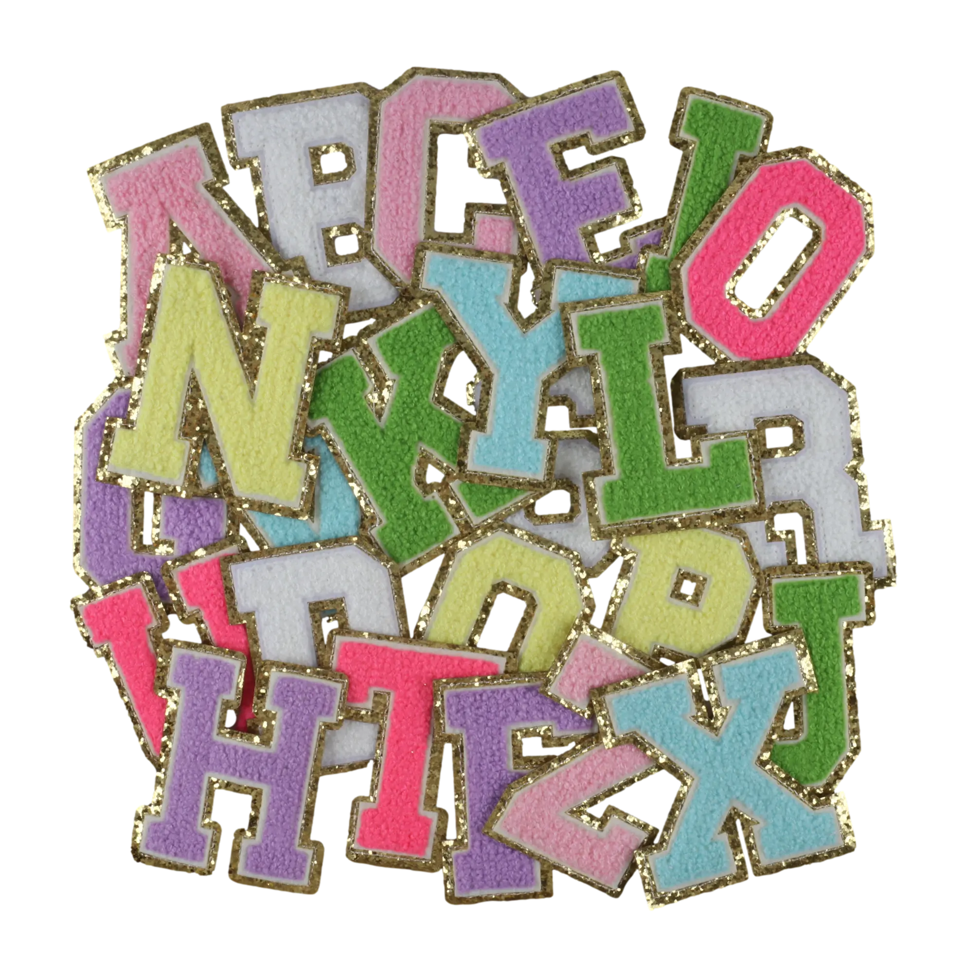 Ferro su bordo oro adesivo di riparazione alfabeto per cucire applique per abbigliamento ciniglia lettere toppe
