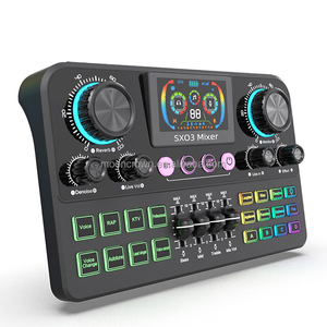 Nouvelle carte son professionnelle avec écran LCD, équipement <span class=keywords><strong>de</strong></span> mixage audio professionnel, microphone à condensateur, mixeur pour smartphone et ordinateur portable - Product Image 1