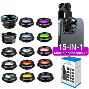15-In-1 Mobile Phone Lens Kit Wide Angle Fisheye Macro UV Filters For Samsung General Use Optical Glass Lenses - Product Image 1