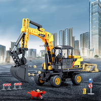 SEMBO 712018-2021 Excavateurs Véhicules d'ingénierie Niveleuse Finisseur Rouleaux compresseurs de route Véhicules de construction Jouets pour enfants Garçons Ensembles de blocs de construction