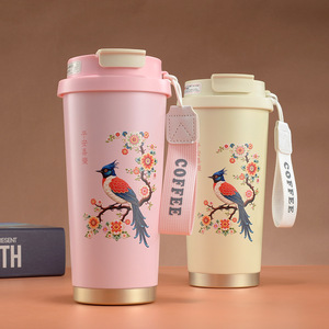 แก้วน้ำสแตนเลส Lily Of The Valley ขนาด 500 มล. แก้วกาแฟแบบพกพาพร้อมหลอดสำหรับผู้ชายและผู้หญิง - Product Image 1