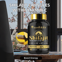 Kapsul Shilajit Suplemen Makanan 40% Gliserin Vitamin C 85+ Mineral Mikro Pendukung Energi & Imunitas 60 Kapsul Dewasa Organik