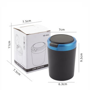 Cendrier de voiture ouvert en un clic LED lumière ambiante doublure en acier inoxydable organisateur intérieur universel matière plastique 1-3 - Product Image 4