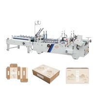 Machine automatique de fabrication de boîtes à gâteaux / Machine plieuse-colleuse à 4 et 6 coins, machine de pliage et de collage de boîtes en carton