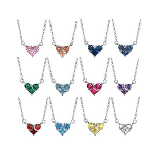 สร้อยคอเงินแท้ S925 รูปหัวใจประดับเพชรซิคอน พร้อมพลอยประจำเดือนเกิด 12 แบบ สร้อยคอขนาดกะทัดรัดสำหรับวันวาเลนไทน์ - Product Image 1