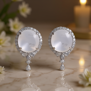 Orecchini Mentor in oro bianco con diamanti, taglio rotondo brillante, colore D, certificato GIA, gioielli classici da donna per matrimonio E3196 - Product Image 2