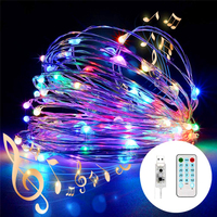 USB 音乐声控 RGB 微型灯带 12 种模式闪烁功能 远程定时器 1-10m 长度 适合卧室、婚礼和圣诞节