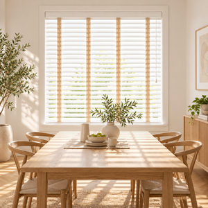 Persianas Venecianas Modernas <span class=keywords><strong>de</strong></span> Madera Pintada <span class=keywords><strong>de</strong></span> 50 mm, Diseño Espiga, con <span class=keywords><strong>Cinta</strong></span> Adhesiva, Impermeables, Fáciles <span class=keywords><strong>de</strong></span> Limpiar, Duraderas, con Protección Anti-UV - Product Image 1