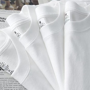 T-shirt da uomo <span class=keywords><strong>bianca</strong></span> casual a maniche corte con scollo a O in cotone da 230g, personalizzabile - Product Image 1