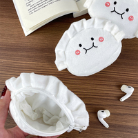 En gros Porte-monnaie en peluche mignon en forme de dumpling, doux et moelleux, pochette zippée avec broderie, cadeau pour filles