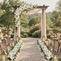 Guirlande de fleurs artificielles style forêt de 1m pour décoration de chemin de cérémonie, allée et arche de mariage