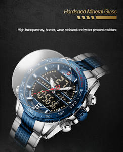 Montre personnalisée Naviforce 9195, montre de luxe avec bracelet en acier, montre-bracelet à quartz numérique à double affichage, montres personnalisées - Product Image 4