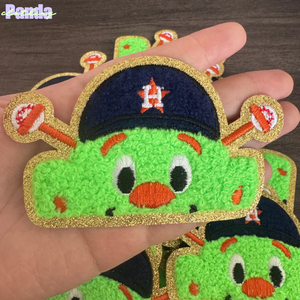 Parche de hierro bordado de chenilla alienígena de béisbol de los Houston Astros de Texas de 4 pulgadas, brillo ecológico para ropa de sombrero - Product Image 1