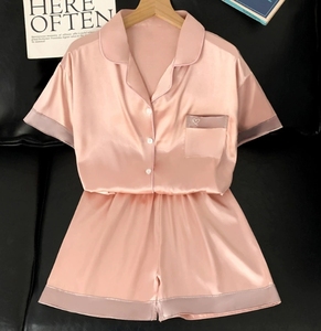 <span class=keywords><strong>Short</strong></span> d'été à manches courtes Nouveau style Couleur solide Haut de gamme <span class=keywords><strong>Sweet</strong></span> Temperament Pajamas Set - Product Image 2