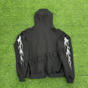 Fabricant de pulls personnalisés en éponge française à manches imprimées, sweat à capuche zippé Boxy pour hommes - Product Image 5