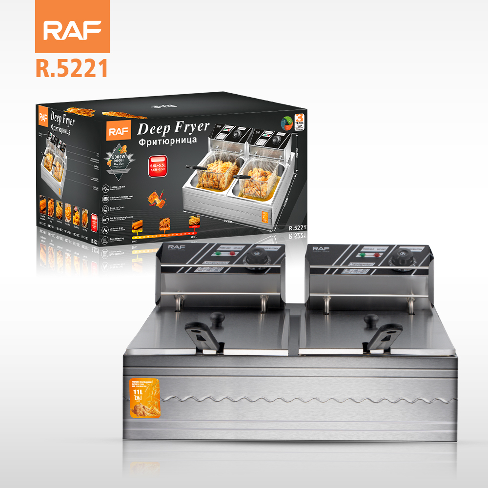 RAF Automatic 2500W Electric Deep Fryer with 5.5L Dual Baskets