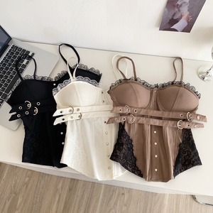 Top Corsé Sexy de Verano para Mujer, con Encaje y Malla, Tirantes Finos, Diseño Transpirable - Product Image 1