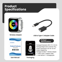 Adaptor CarPlay Android Auto Nirkabel 4 in 1, USB Plug and Play untuk Koneksi Cermin iPhone Android untuk Mobil OEM dengan Carplay Berkabel.