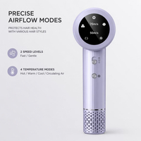Sèche-cheveux en plastique à batterie BLDC 1600W haute vitesse 110000 tr/min avec affichage numérique, ions négatifs, température constante et contrôle par application