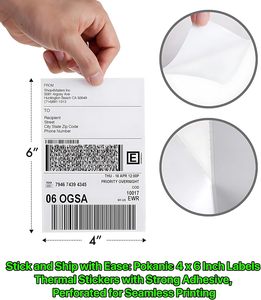 4*6 pulgadas 100*150 etiqueta adhesiva de envío térmica papel térmico etiqueta adhesiva térmica pila de etiquetas (3000 piezas por pila) - Product Image 4