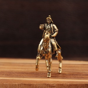 Brass Genghis Khan General Figurine <b>Small</b> Tabletop Decoration Vintage Craft <b>Ornament</b> - Product Image 4