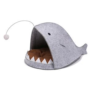 Plush Cartoon Animal Shark Shape Foldable Pet <b>Bed</b> for Dogs & <b>Cats</b> Removable Washable <b>Cover</b> RPET Material Polyester Fill - Product Image 2
