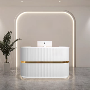 Luxury White Gold Salon Reception <b>Desk</b> Modern Cashier Counter for Nail Salon Beauty Salon Furniture - Product Image 5