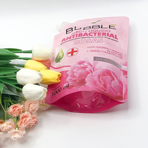 Custom Printing 1000ml PE Stand up Spout Pouch Tasteless Durable for <b>Bath</b> Cream Perfume Liquid Household Use - Product Image 3