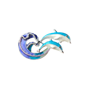 Broches de Moda em Esmalte com Golfinho Saltando para Mulheres e Unissex, Lindos Broches de Animais Marinhos, Acessórios de Vestuário, Alfinetes de Joalheria - Product Image 6