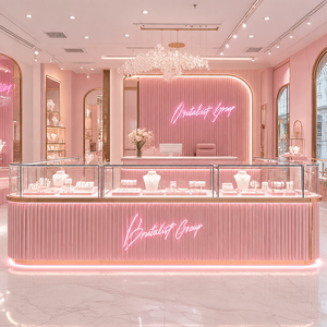 Custom Jewelry Store Display Cabinet Glass Retail Showcase with LED Lighting - Product Image 1