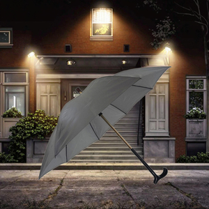 Parapluie bâton personnalisé 23 "luxe avec tissu réfléchissant UV parapluies béquille automatique pour la <span class=keywords><strong>pluie</strong></span> cadeau d'affaires canne - Product Image 1