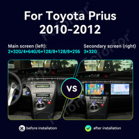 Pour Toyota Prius 2010-2012 Navigation GPS double écran Android 13 Carplay 10.1 ''lecteur multimédia TV pour lecteur DVD