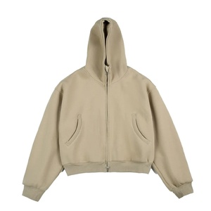 Sudadera con Capucha Corta Estilo Urbano Americano de 500G - Chaqueta Cardigan Unisex Oversize Gruesa y Holgada - Product Image 4