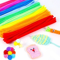 Fournitures de bricolage en gros, fils pelucheux, bâtonnets torsadés, nettoyeurs de tuyaux, fils chenille, fils chenille pour enfants, jouet en fil de chenille