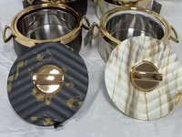 Juego de 3 Ollas de Lujo para Mantener Alimentos Calientes, 1.5L, 2L, 2.5L, de Mármol, Fabricación China, Utensilios de Cocina para el Hogar y Fiestas