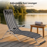 Chaise de camping pliante réglable en aluminium et textile pour l'extérieur, la plage, le jardin, la terrasse, l'été