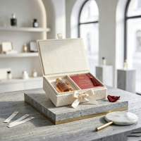 Boîte cadeau de luxe personnalisée en velours bordeaux imperméable haut de gamme avec invitation en feuille d'or et ruban pour kit VIP PR