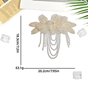 Nuove Applicazioni Ricamate in Chiffon con Cristalli e Nappe, Patch Etniche Resistenti all'Acqua a Forma di Fiore per Spalline, Corsage, Spille e Abbigliamento - Product Image 6