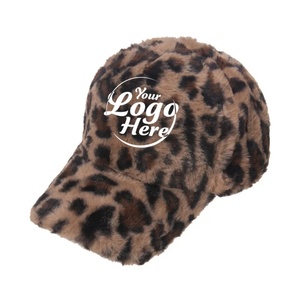 Chic <b>Leopard</b> Pattern Baseball Cap Soft Rabbit Fur Lining Warm Winter <b>Hat</b> for Outdoor & Streetwear Baseball Caps - Product Image 4
