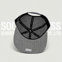 Topi Snapback Wol Abu-abu Soochic Bordir Logo Kustom 6 Panel Pinggiran Persegi Terstruktur Gesper Plastik Topi Olahraga Hip Hop Unisex