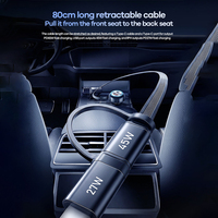 Chargeur de voiture REMAX CC10 90W, USB C rétractable, charge rapide, 4 ports PD45W, adaptateur allume-cigare, câble Type C intégré de 80 cm