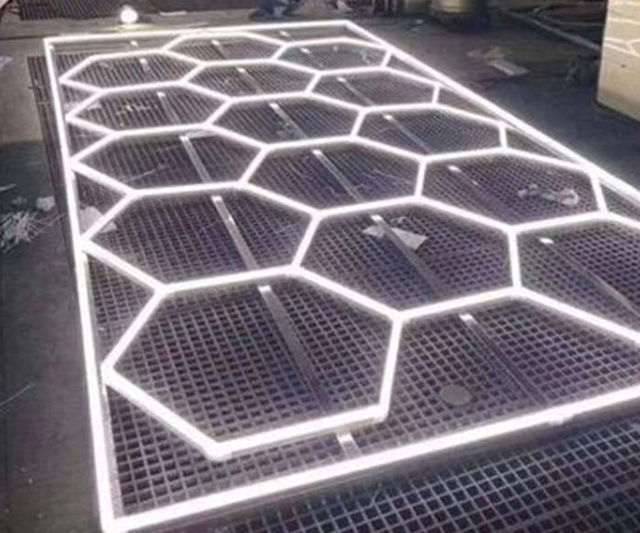 Hexagon Light Bezel Portable Hotel Gym Auto Detailing Workshop Lighting AC 85-265V LED Ceiling Lights Garage Honeycomb IP65