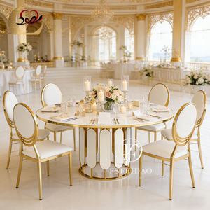 โต๊ะรับประทานอาหารสแตนเลสสตีลสีทองหรูหราทันสมัยสำหรับงานแต่งงานและงานอีเว้นท์ - Product Image 2