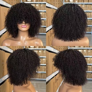 Perruque Kinky Bouclée à <span class=keywords><strong>Frange</strong></span> <span class=keywords><strong>Coupe</strong></span> Pixie Densité 250% Perruques Courtes <span class=keywords><strong>Cheveux</strong></span> Humains Frisés pour Femmes Perruque Bob Kinky Bouclée Pas Chère avec <span class=keywords><strong>Frange</strong></span> - Product Image 1